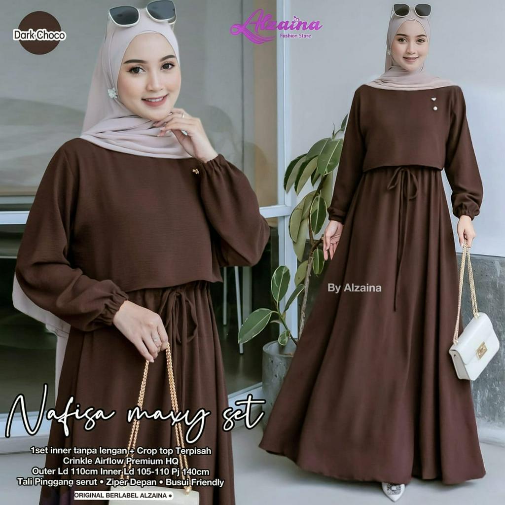 Nafisa One Set Maxy Gamis Muslim Original Produk By Alzaina