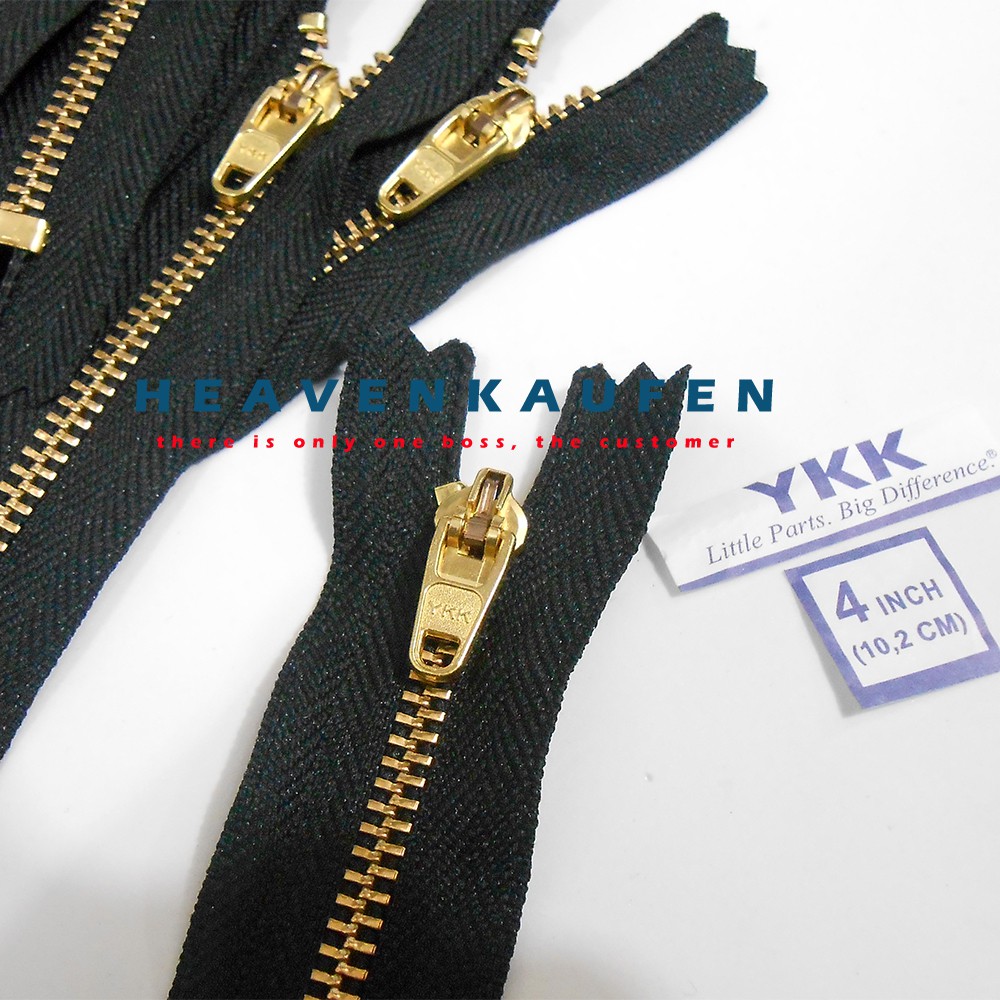 Resleting Jeans YKK 4 inch/10,2 cm Hitam - Gold