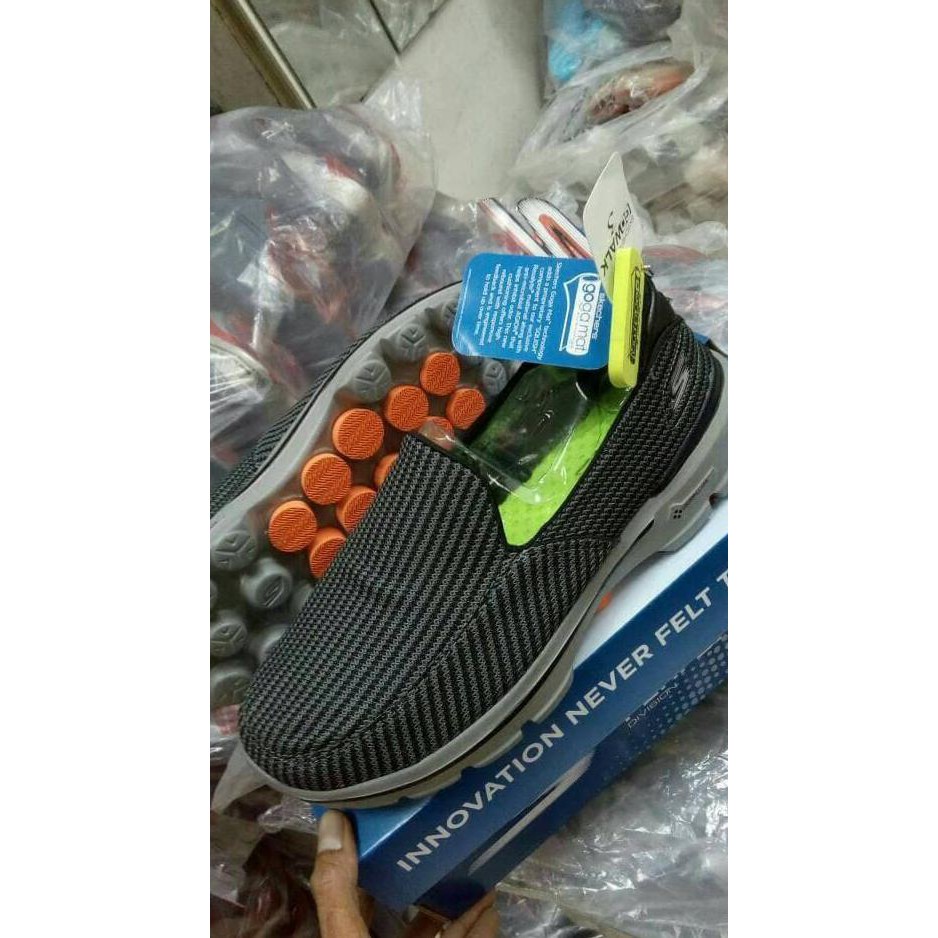 promo skechers go walk 3 full black original - hitam, 43 terbaru