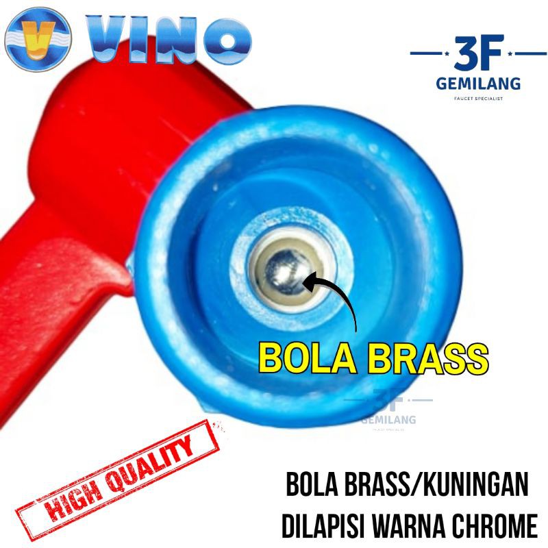 VINO - KRAN TAMAN PENDEK PVC BOLA BRASS UKURAN 3/4 INCH HIGH QUALITY