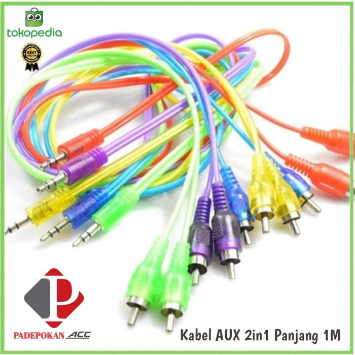 Kabel Aux 2 in 1 Audio 1.5 Meter Jack RCA 2in1 To Mini Stereo Male 3.5mm