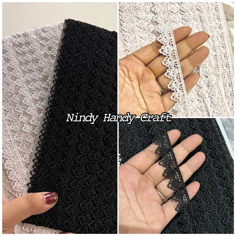 Renda Broklat per 90cm - Renda Choker - Renda Hitam - Renda brokat - Renda gyper