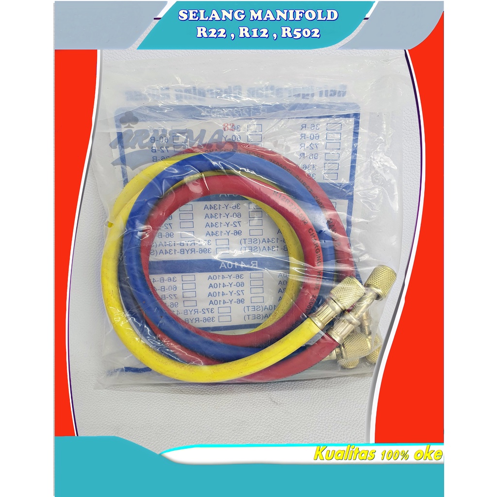 [ SATU SET ] SELANG MANIFOLD SET | SELANG MANIFOLD R22 R134 R12 R502 1.5METER | SELANG ANALIZER | SELANG ANALISER | SELANG MANIFOLD SATU SET