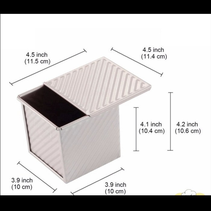 Chefmade Square Loaf Pan with cover non stick / loyang roti tawar kotak dengan tutup anti lengket