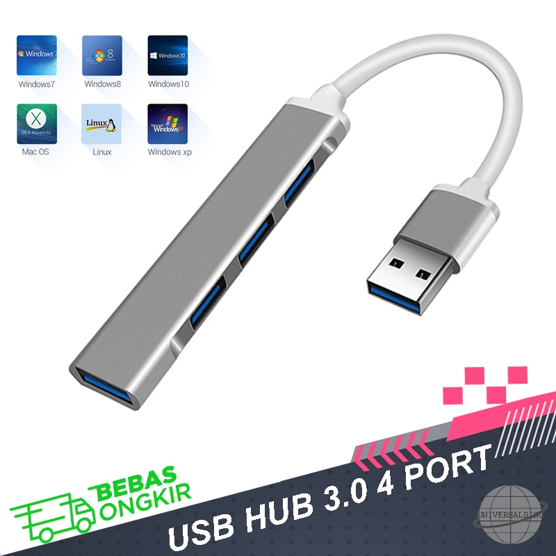 USB HUB 3.0 4 Port High Speed Bahan Aluminium Alloy