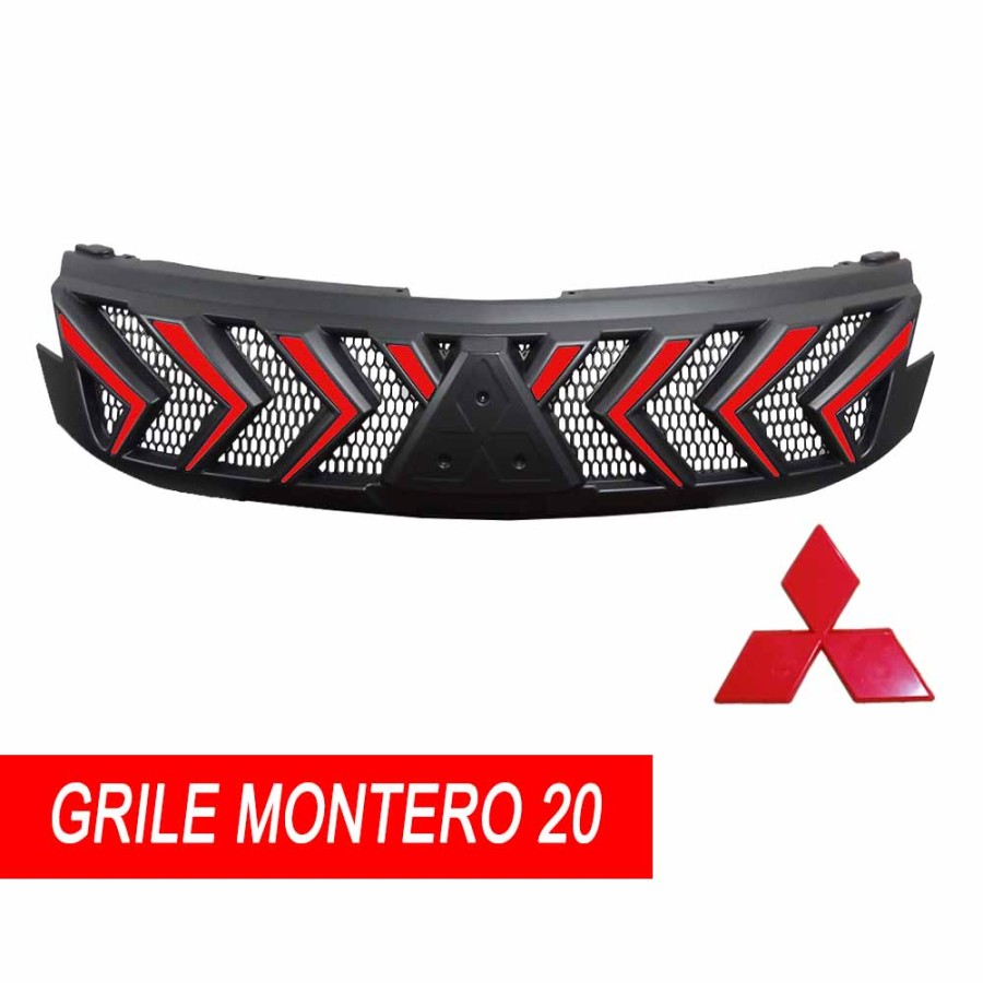 GRILL DEPAN PAJERO 2015 TIPE PRADO /APOLLO LIST PUTIH/MERAH