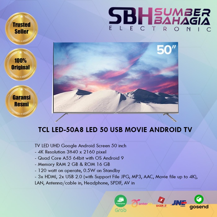 TCL LED-50A8 LED 50 USB MOVIE ANDROID TV (NEW) (KHUSUS BANDUNG)