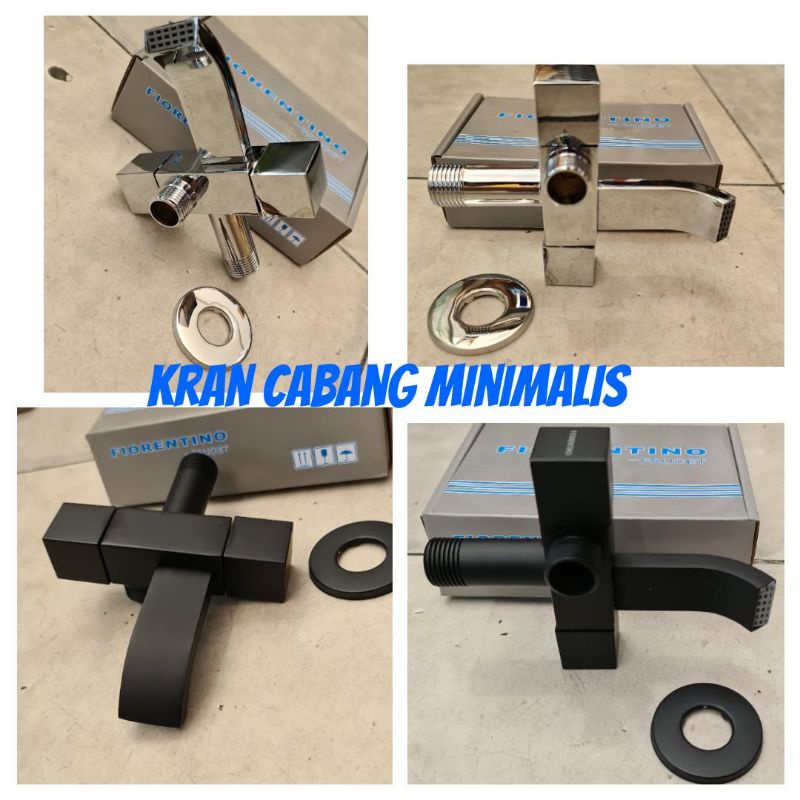 kran shower cabang fiorentino minimalis hitam / silver