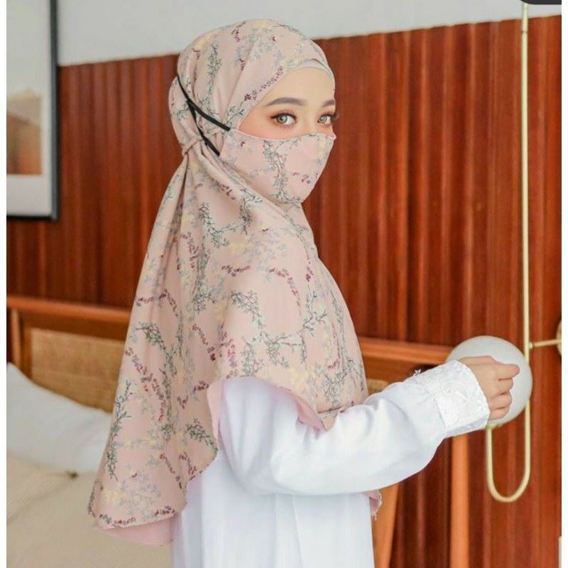 jilbab bergo maryam motif + masker