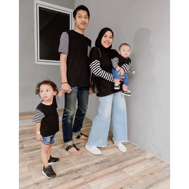 TUKUBUU - Mixi Black Family Set / Kaos Busui Colorblock / Kaos Anak Colorblock