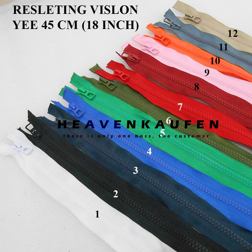 Resleting / Zipper YEE Vislon 45 cm Murah Warna Warni