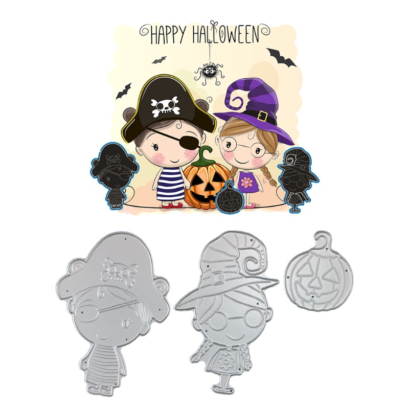 Cetakan Stensil Cutting Dies Motif Labu Halloween Bahan Metal Untuk Scrapbook / Craft DIY / Embossing