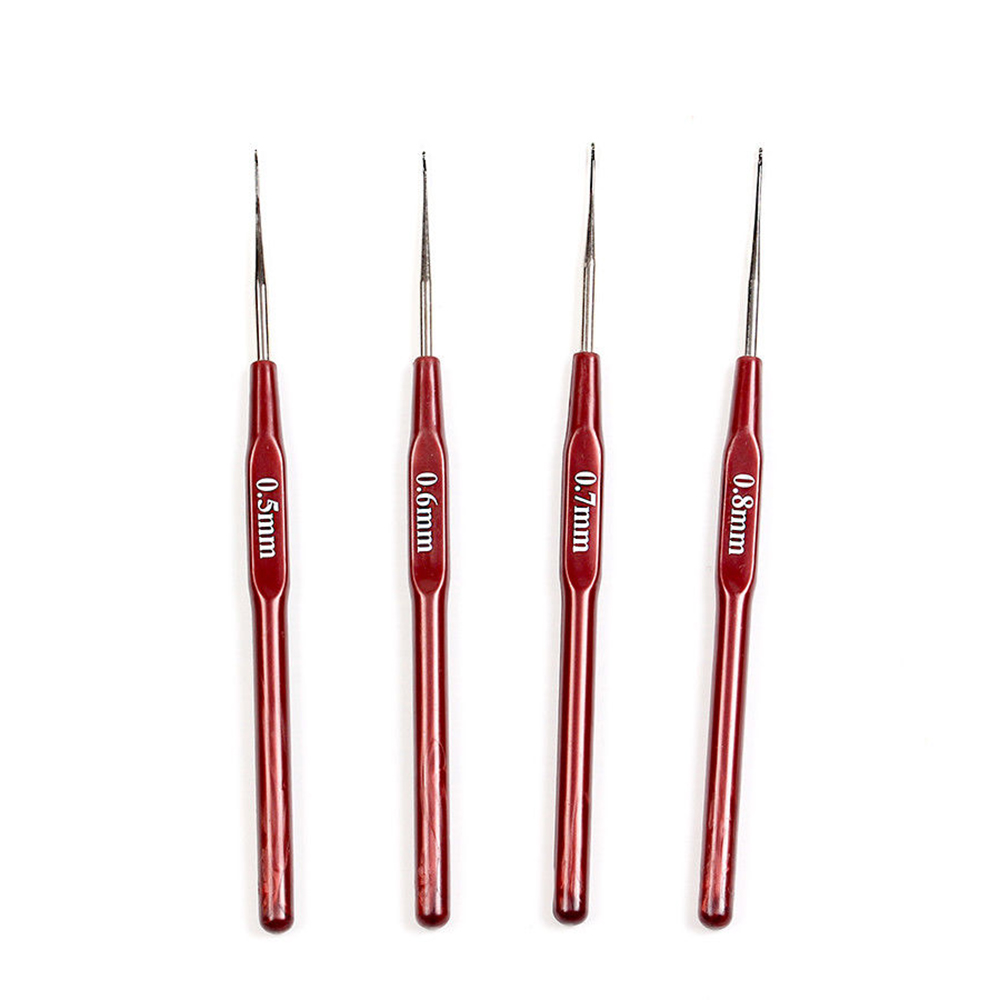 4pcs / Set Jarum Kait Crochet Gagang Plastik Untuk Membuat Wig Rambut Gimbal