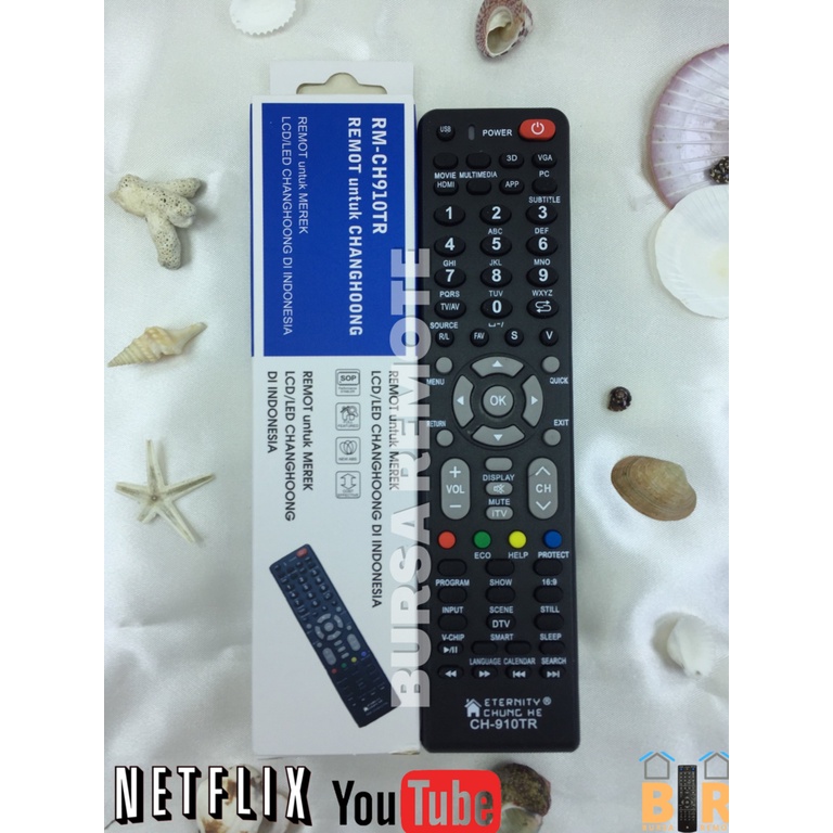 Remot Remote LCD LED Multi Changhong RM - CH910TR Smart TV Android Netflix Youtube