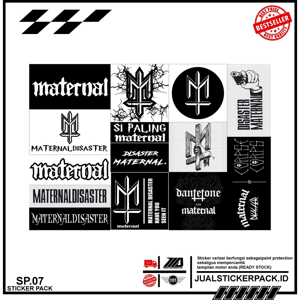 STIKER PACK MATERNAL DISASTER - STIKER AESTHETIC LAPTOP, HELM,AKSESORIS HP DLL, ANTI AIR KODE SPC.07