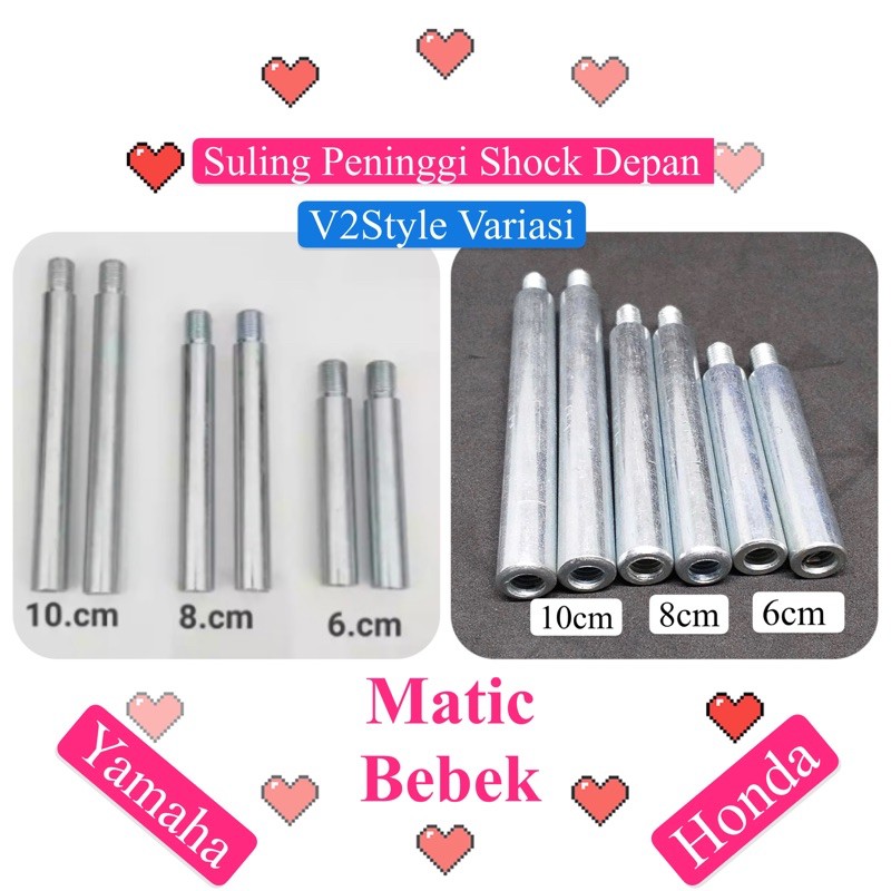 Sambungan SHOCK DEPAN HONDA YAMAHA MOTOR BEBEK MATIC Peninggi SKOK DEPAN MODEL SULING SHOK SULINGAN SOCK SOK PEREDAM KEJUT BESI DEPAN 4CM 6CM 8CM 10CM 6 8 10 CM MIO NMAX XEON JUPITER mx VEGA FIZ JUPITer MX Z BEAT SCOOPY VARIO CLICK SUPRA REVO XRIDE VIXION