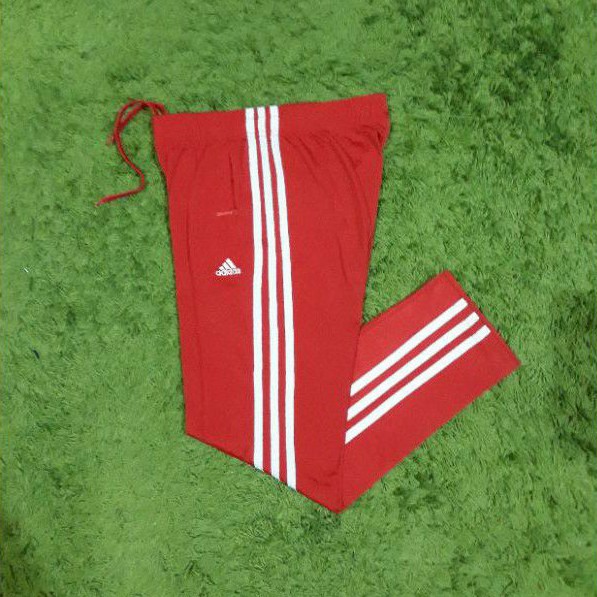 Celana training trackpant adidas merah 3stripe