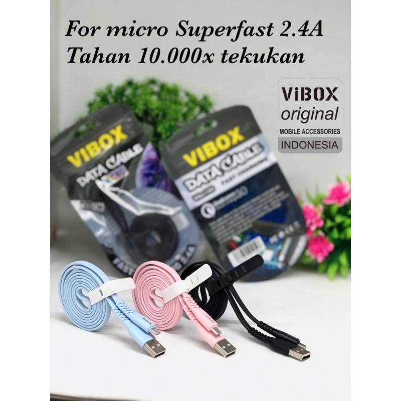 GROSIR KABEL DATA VIBOX VB100 MICRO TYPE C  SUPERFAST ORIGINAL 2.4A BY B TYPE FACTORY