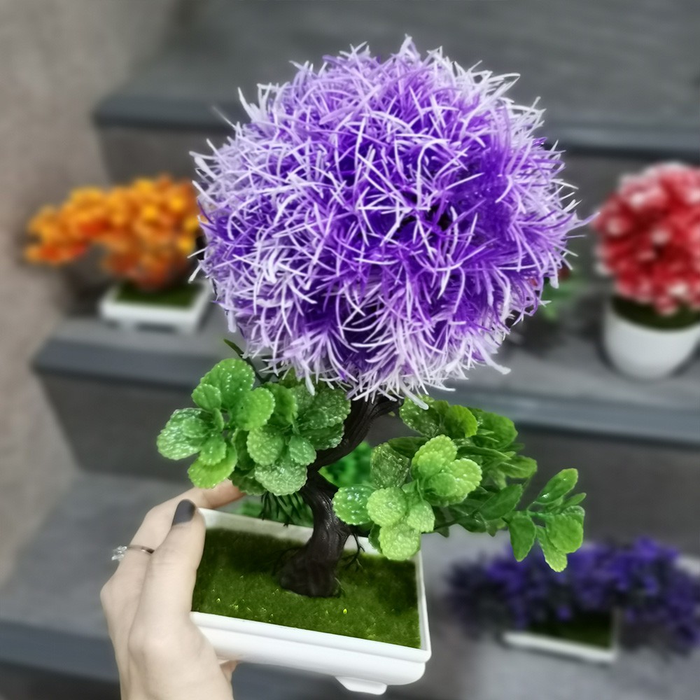 Tanaman Bonsai Buatan Untuk Dekorasi Rumah Pajangan Pohon Bulat