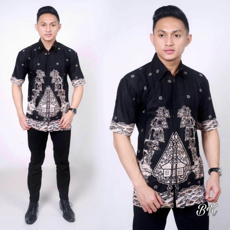 Jual BAJU BATIK PRIA LENGAN PENDEK PROMO ( Batik Rifal ) | Shopee Indonesia