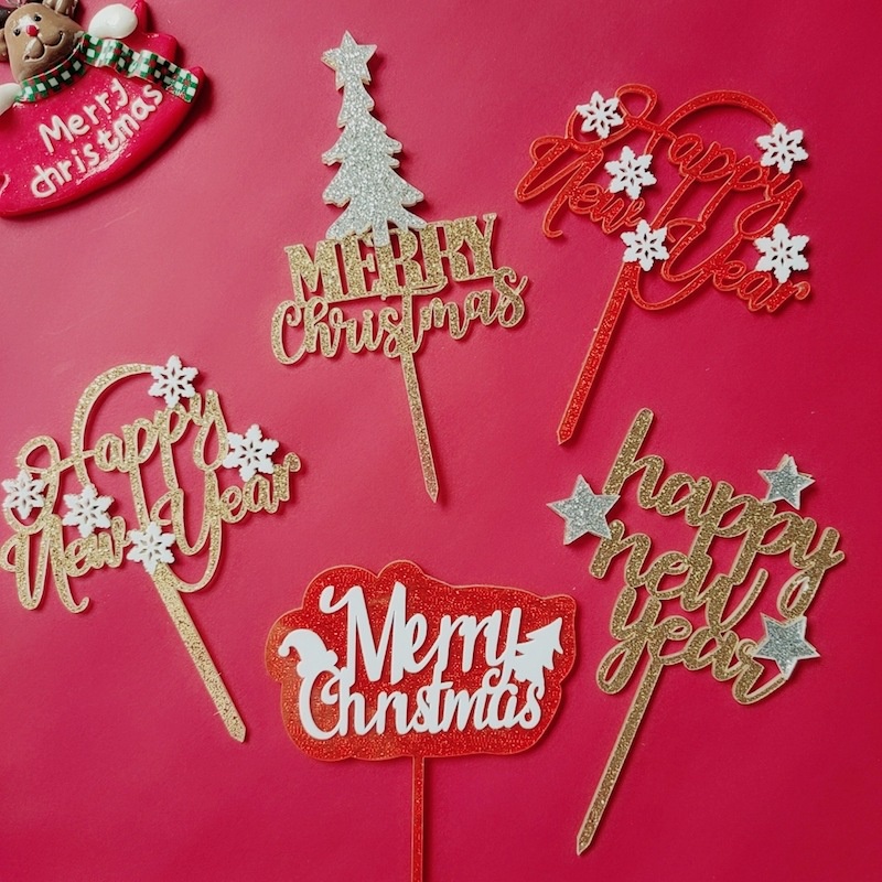 Topper Kue Bentuk Bintang Snowflake Bahan Akrilik Untuk Dekorasi Pesta Natal