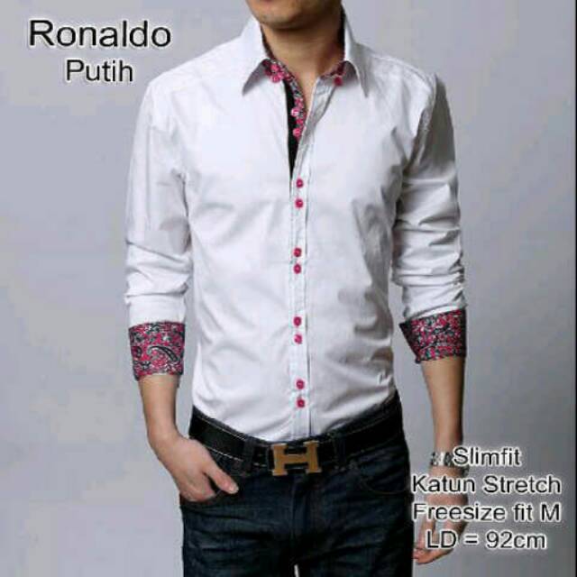 Kemeja fashion putih kemeja Ronaldo kemeja kerja polos putih kemeja polos kemeja cowok kemeja putih