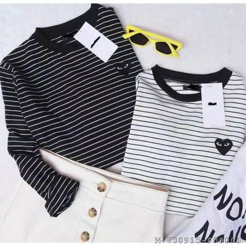 MONOCHROME LOVE RINGER LONGSLEEVE BORDIR - KAOS LENGAN PANJANG MONOKROM LOVE CDG