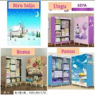  Lemari  baju  pakaian  portable  motif 3D Shopee Indonesia