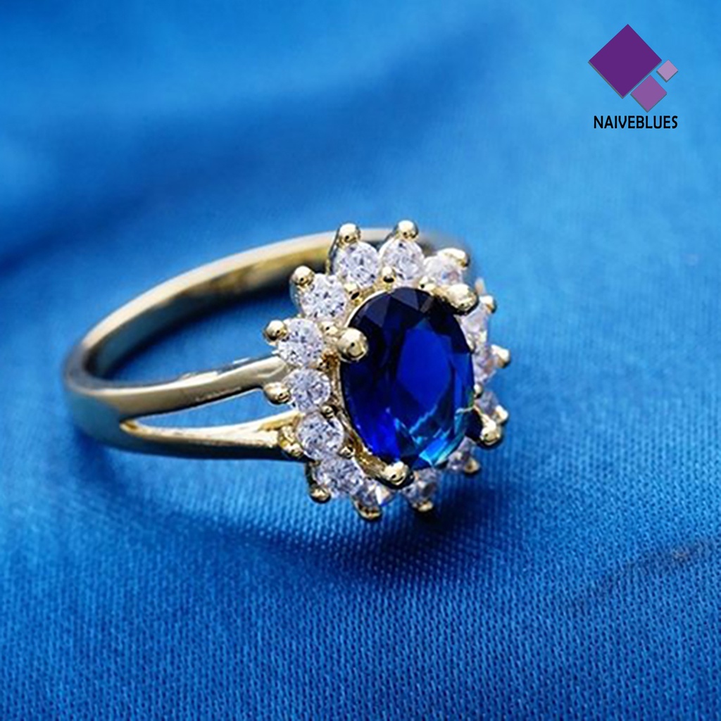 Naiveblue Cincin Berlian Imitasi Elegan Untuk Pengantin Wanita