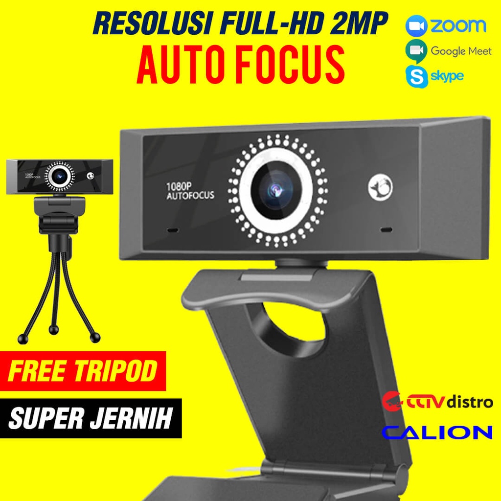 Webcam Autofocus PC Laptop Full HD 1080P | Web Camera Microphone | Kamera Web Cam Calion CAL-2022WC