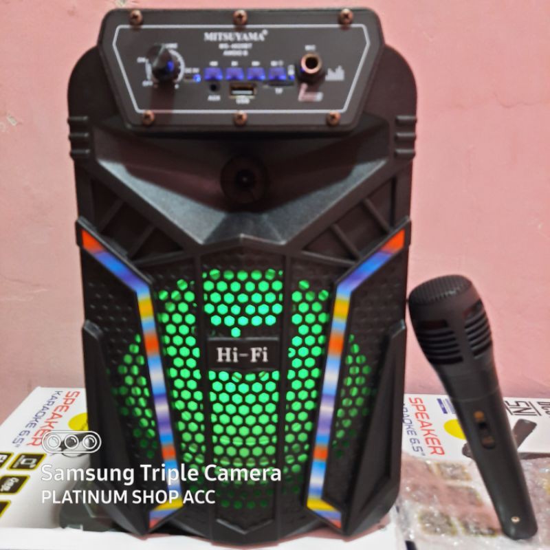 Speaker Karaoke Wireless Bonus Mic woofer 6,5inc Super Bass/Speaker Aktif Bluetooth Radio Fm Usb Aux