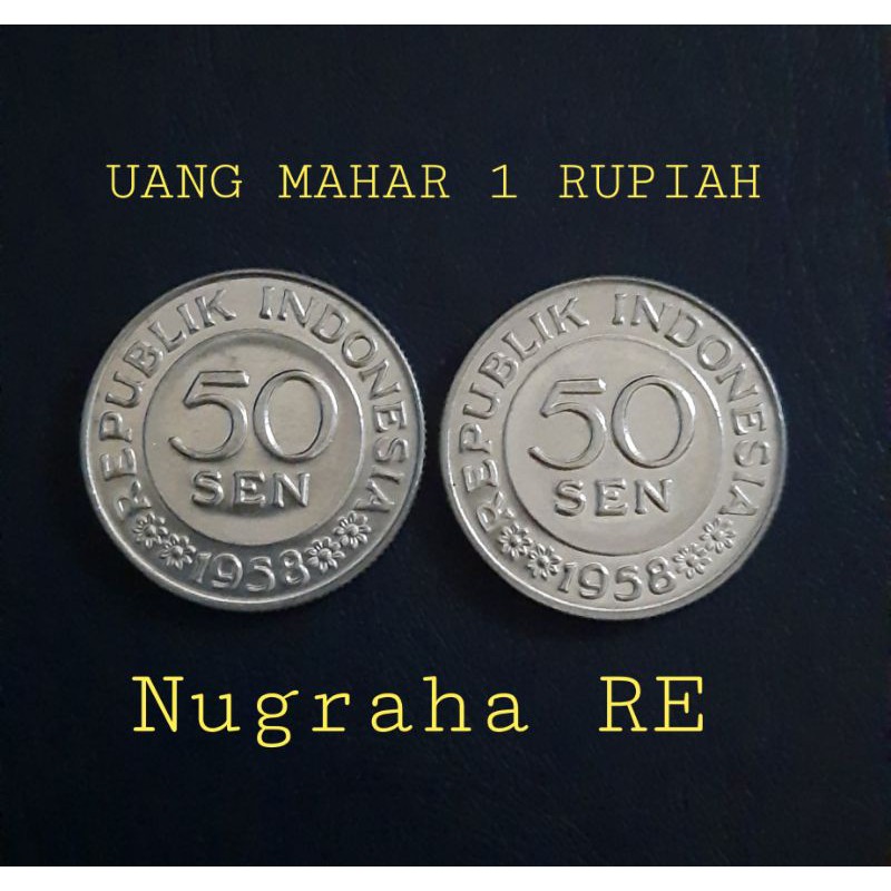 Uang Kuno Mahar 1 Rupiah 50 Sen Garuda