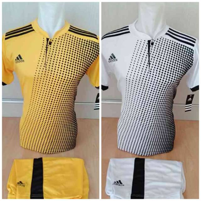 Setelan baju futsal model kerah Jersey bola voli baju olahraga