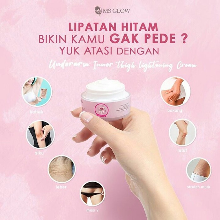 MS GLOW Underarm Inner Thigh Lightening Cream Pencerah Ketiak Original Bpom 15gr