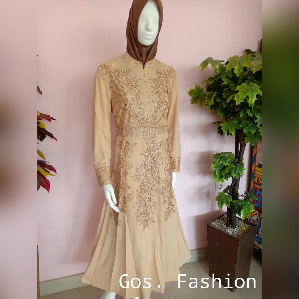 Gos GAMIS BROKAT Baju Muslim Wanita Dress Wanita Pakaian Muslim Wanita - 912