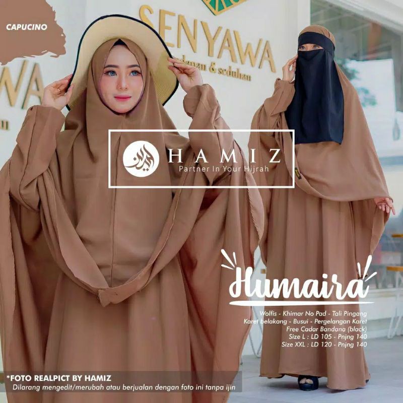 SET GAMIS, KHIMAR, CADAR HUMAIRA SYARI *cadar bandana no pad tidak belah wolfis original HAMIZ