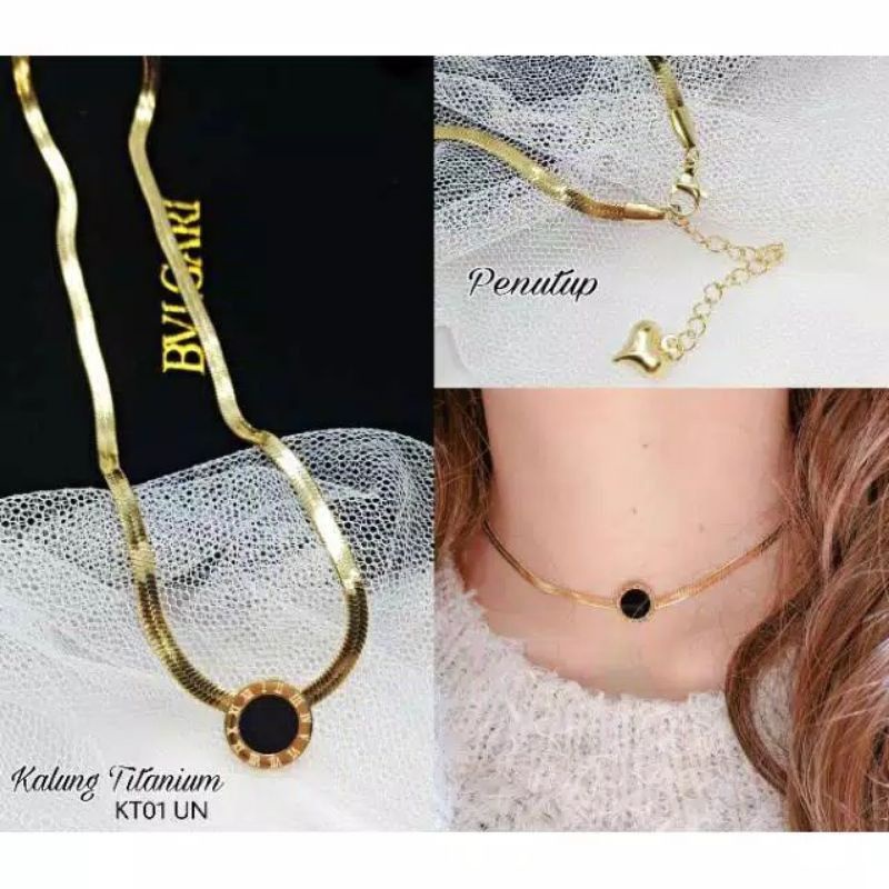 KALUNG TITANIUM BELUT PIPIH ROSE GOLD WANITA STAINLEES STEEL ANTI KARAT DAN TIDAK MUDAH LUNTUR