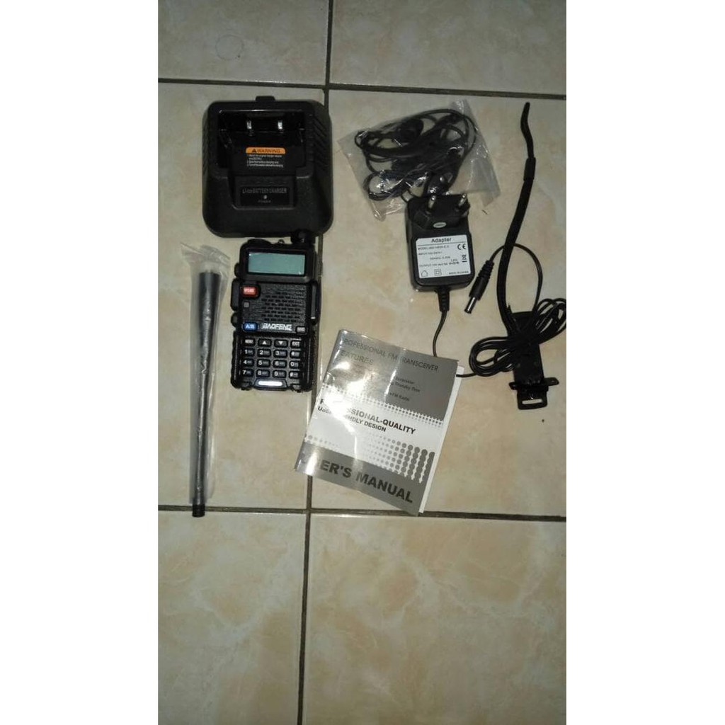 Termurah! HT BAOFENG UV5R HITAM UV5RE TANPA DUS BOX LENGKAP HETSET
