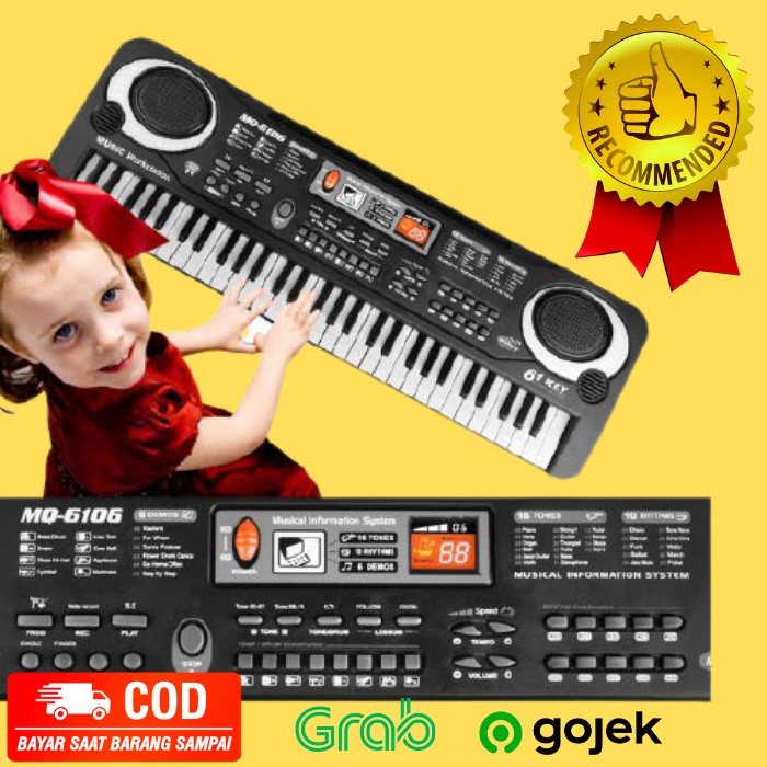 Piano Keyboard Alat Musik Digital Electronic Keyboard 61 Keys + Microphone
