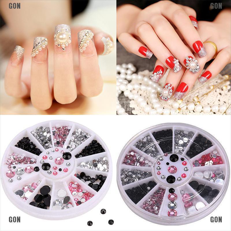 gongjing1 3D Nail Art Tips gems 3 COLORS Crystal Glitter Rhinestone DIY Decoration + Wheel id