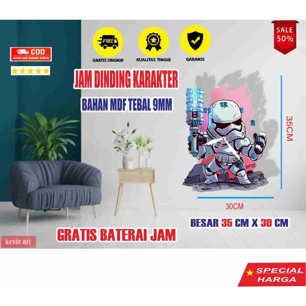 JAM DINDING UNIK DAN KEREN KARAKTER STAR WARS DEKORASI HIASAN DINDING KAMAR TIDUR WALL DECOR CUSTOM