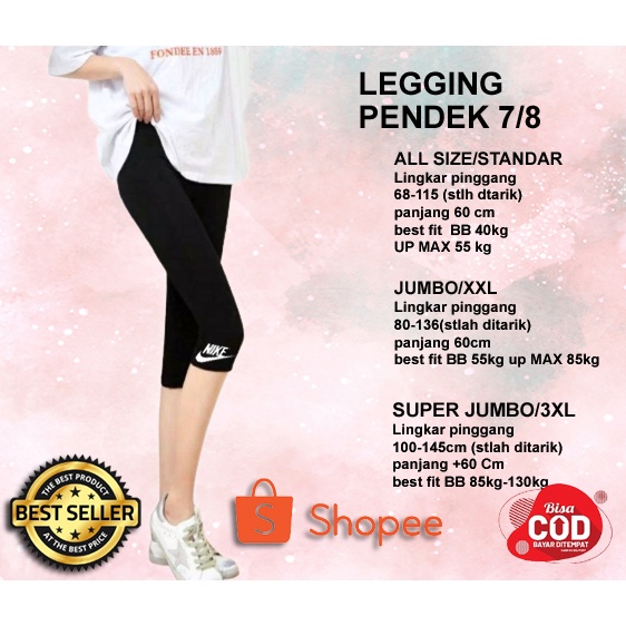 CELANA LEGGING TERBARU LEGGING PENDEK DEWASA LEGGING WANITA JUMBO LEGGING PENDEK 7/8 LEGGING SPORT L
