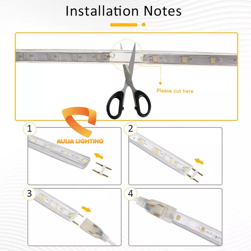 SOKET NEON FLEX 220V ADAPTOR 220V COLOKAN UNTUK LAMPU LED SELANG DAN NEON FLEX 220V AC KUALITAS BAGUS BISA WATERPROOF ANTI AIR OUTDOOR 100CM 1 METER