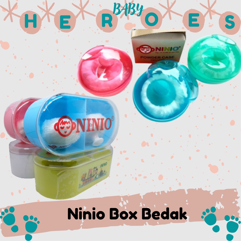 Ninio Tempat Box Wadah Bedak Bayi Powder Case Baby dengan Puff