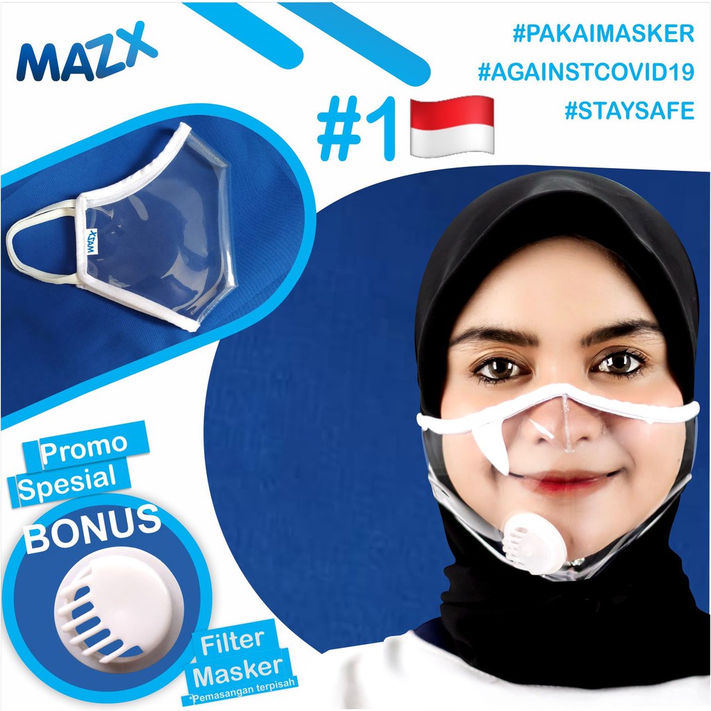 Masker transparan > masker hijab kain 3 lapis ply & masker medis mask face wajah Mazx kesehatan beni