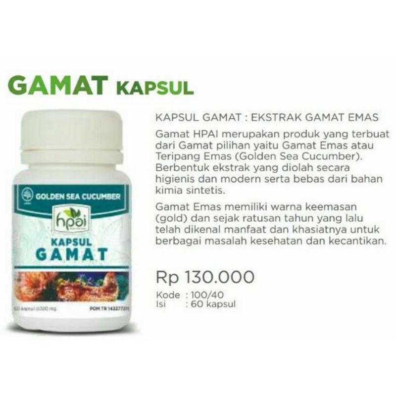 Gamat Kapsul Hni Hpai Ekstrak Teripang Emas Herbal Untuk Nyeri Sendi Indonesia