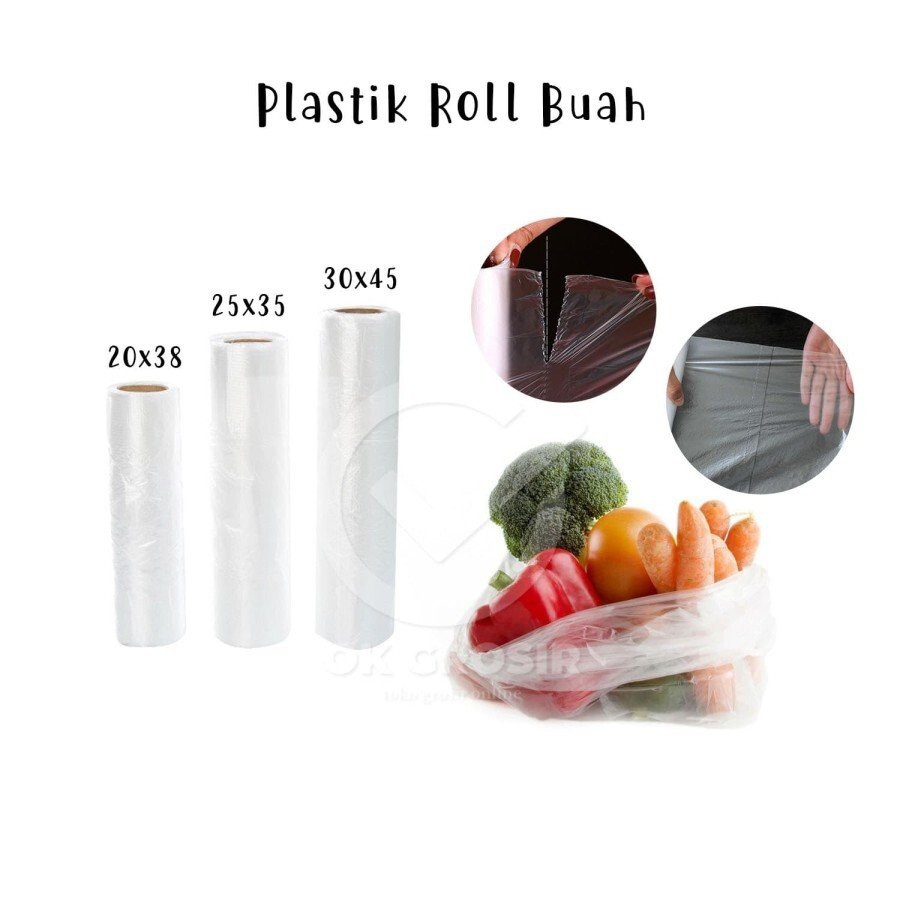 Plastik Roll Buah/ Roll bag/ Plastik buah HDPE Bening (3 kg)