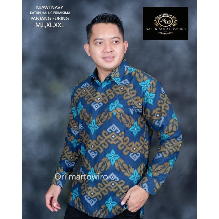 Kemeja Batik PREMIUM Batik Warna Navy Kemeja Batik Formal / Kasual Warna Navy Batik Solo Terbaru