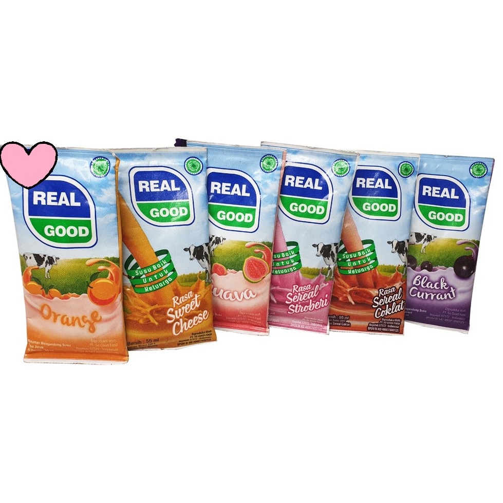 

REAL GOOD SUSU BANTAL UHT 50ml MINI COKELAT STRAWBERRY CHEESE BLACKCURRANT ANGGUR GUAVA ORANGE JERUK DUS CEMILAN ANAK GROSIR MURAH MAKANAN MINUMAN RINGAN SO GOOD SO NICE