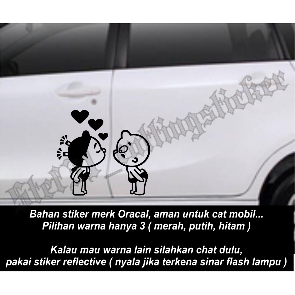 

Stiker cutting gambar kartun anak ciuman, sticker mobil animasi kartun